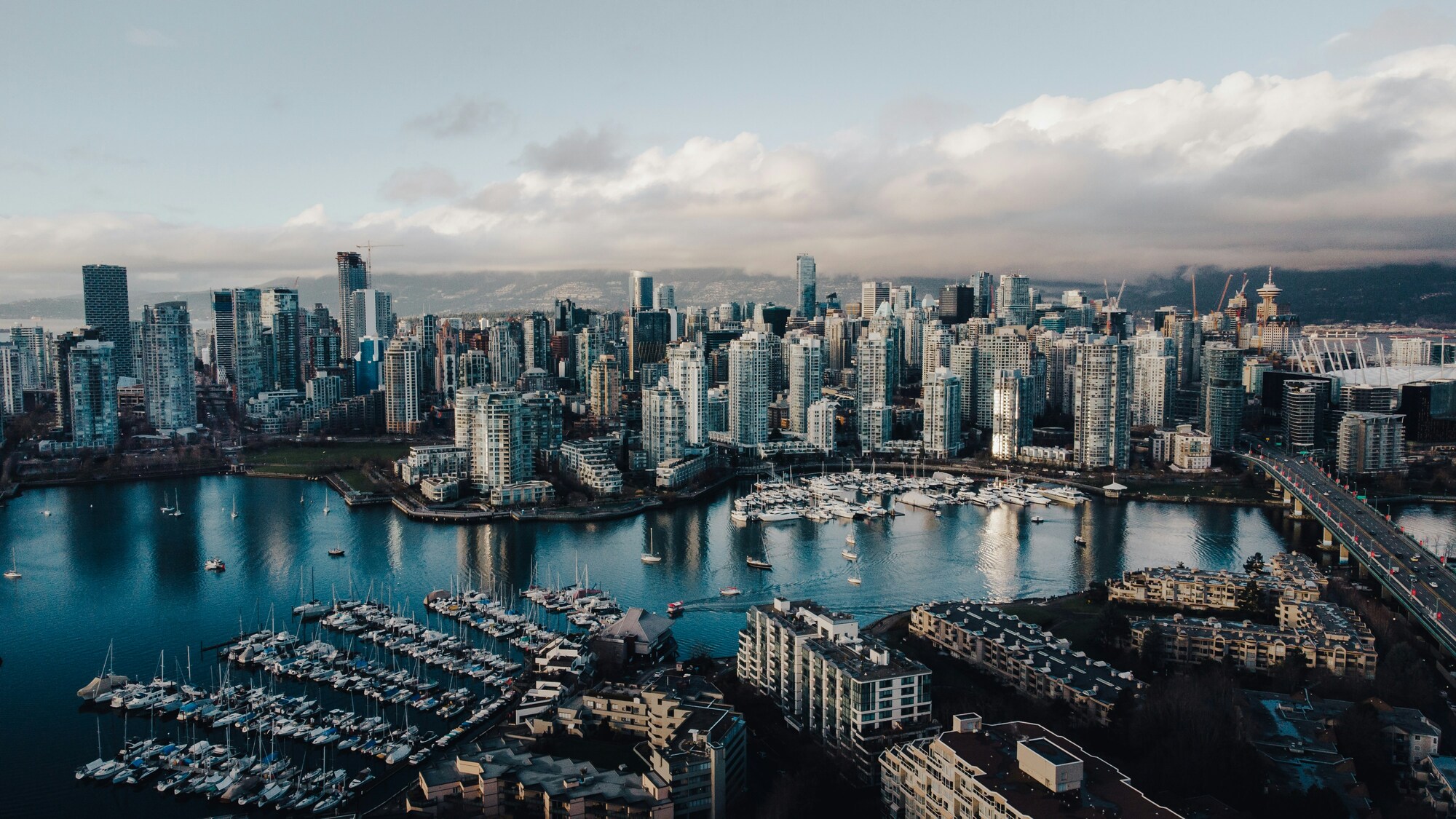 Aerial view of downtown Vancouver and False Creek, representing the Vancouver commercial real estate market.