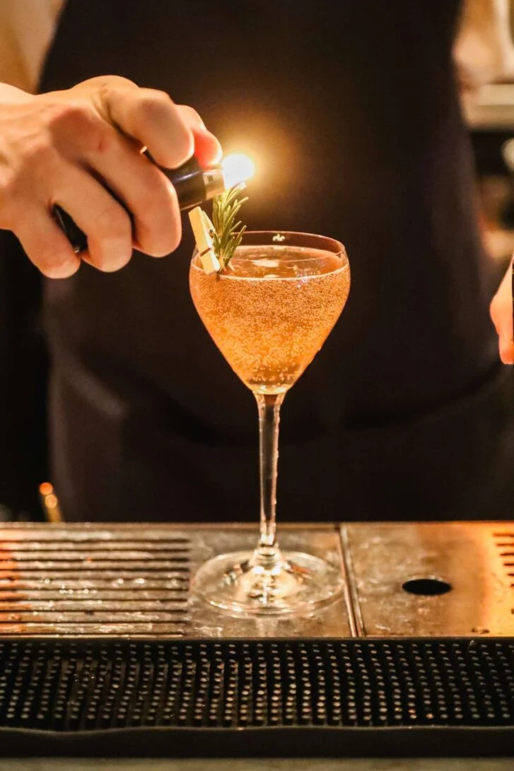 Cocktail preparation at Osetra restaurant in Vancouver